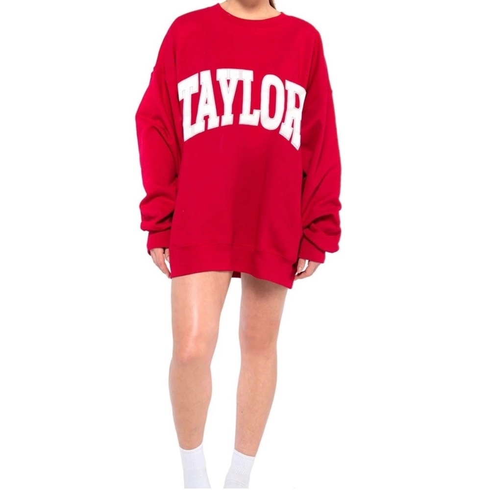 Ruby colored Taylor sweatshirt from The Bar